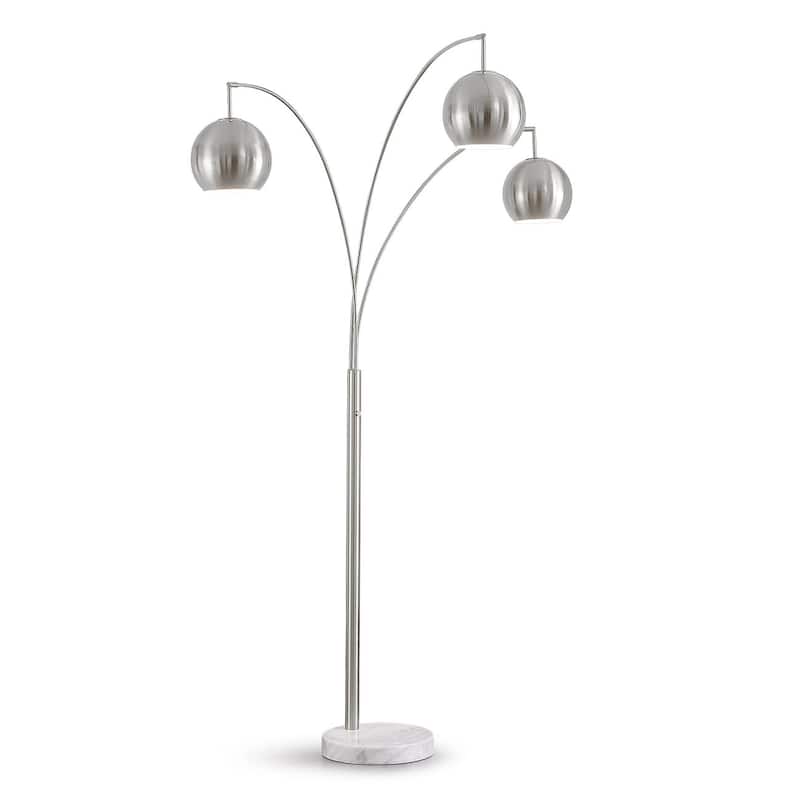 Metro 84"H Metal Globe 3 Lights LED Dimmable Arch Floor Lamp with LED Vintage Bulbs