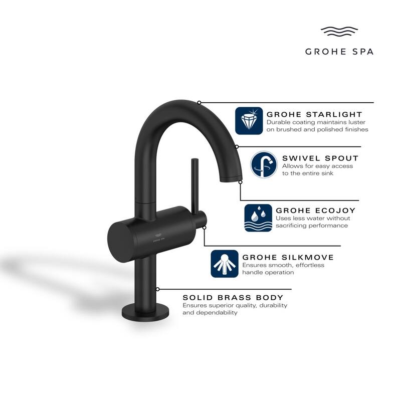 Grohe 24 351 Atrio New 1.2 GPM Single Hole Bathroom Faucet with Pop-Up - Starlight Chrome