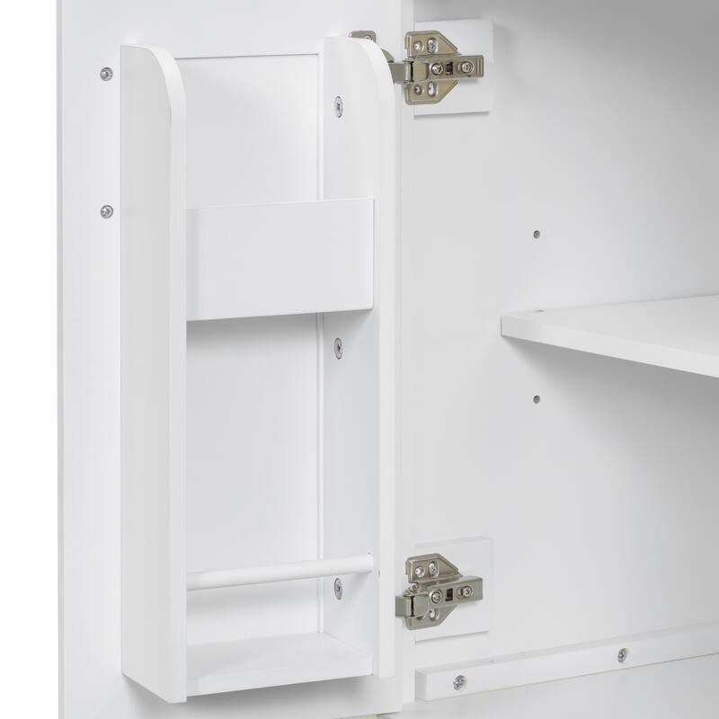 Modern 48" Bathroom Vanity Cabinet with Sinks, Flip Drawers, Double-Layer Door Shelves, Gold Handles and Soft-Close Doors