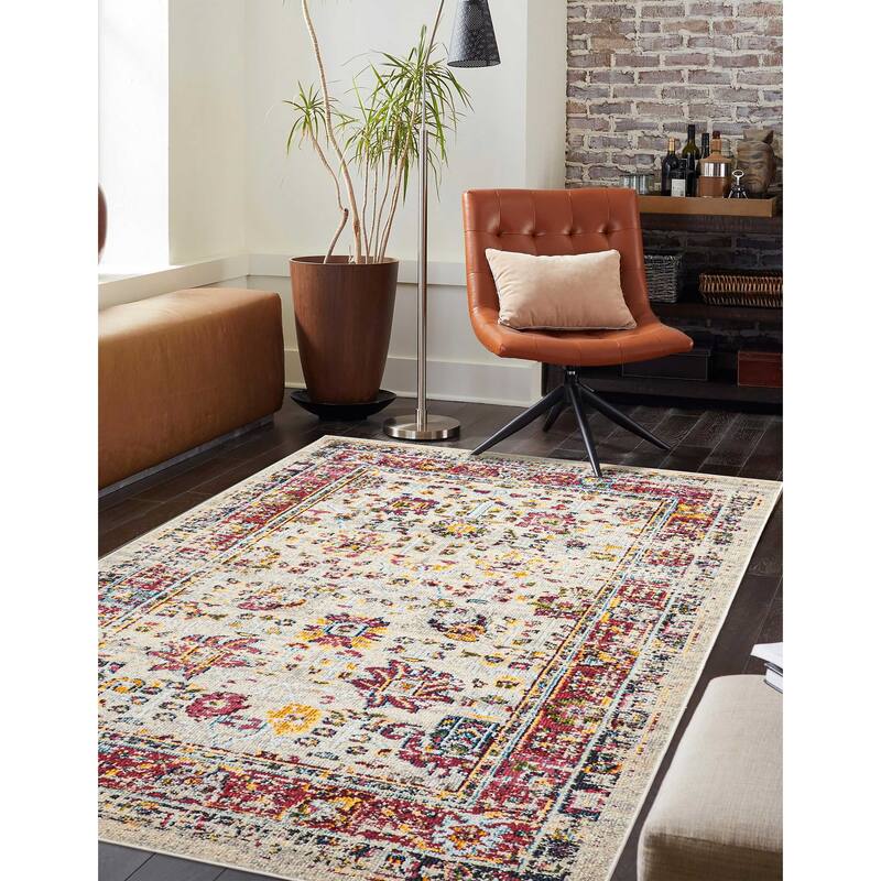 ECARPETGALLERY Machine Made Jasmine Ivory Area Rug