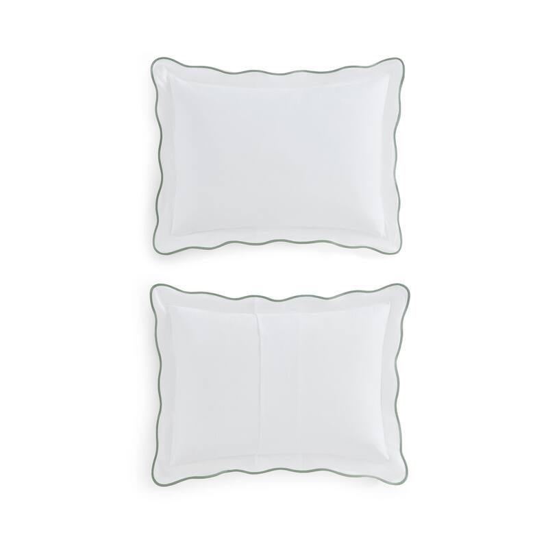 Martha Stewart Simple Scallop Cotton Duvet Cover Set