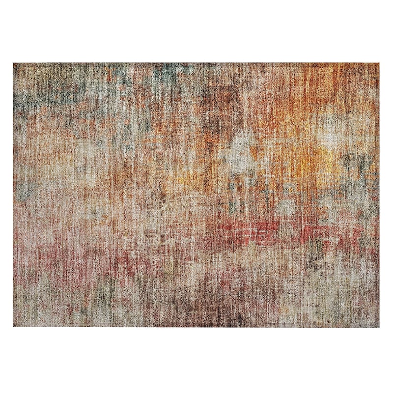 Machine Washable Indoor/ Outdoor Abstract Modern Chantille Rug