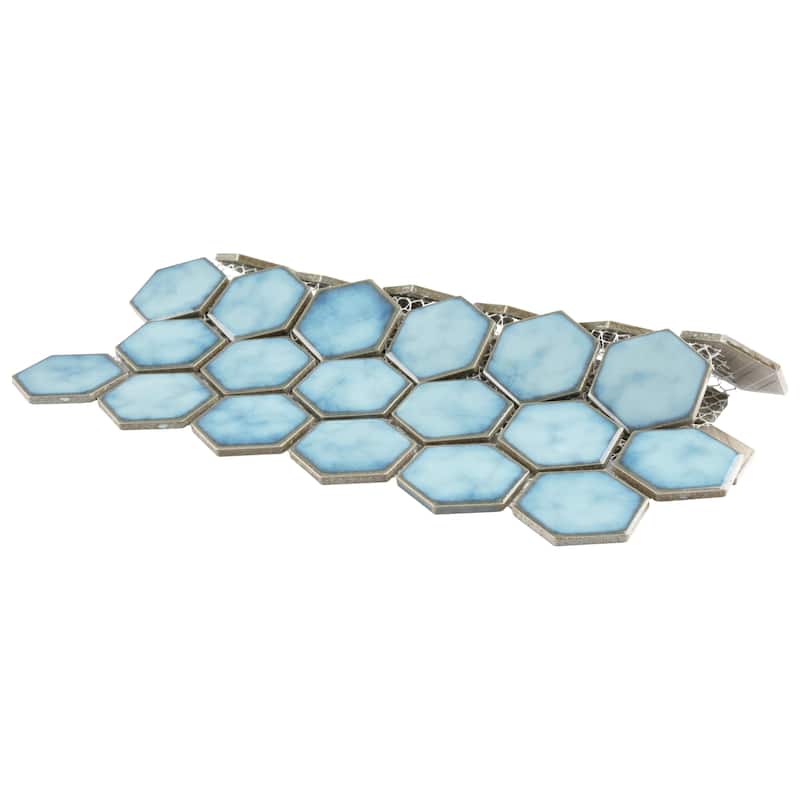 Merola Tile Hudson Due 2" Hex Marine 10-7/8" x 12-5/8" Porcelain Floor and Wall Tile
