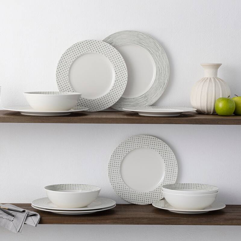 Noritake Hammock 12-Piece Rim Dinnerware Set, Service For 4