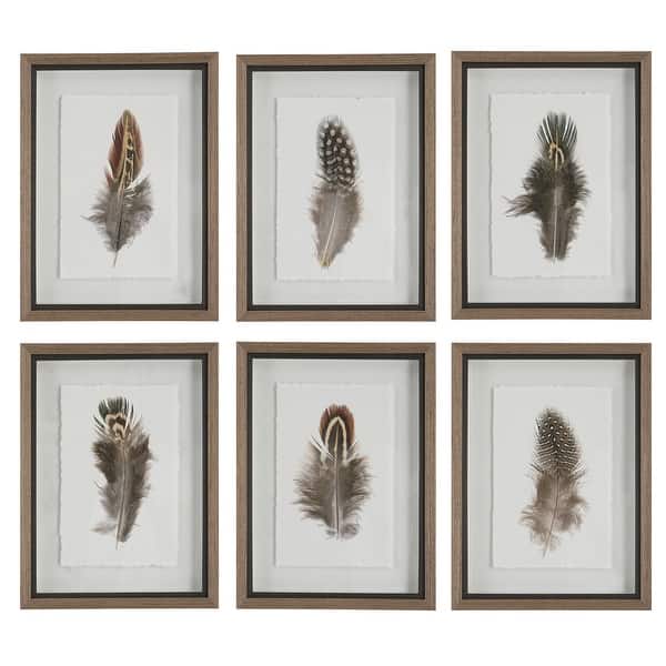 slide 2 of 9, Uttermost Birds Of A Feather Framed Prints, S/6 - 15 W x 20 H x 1.75 D (inches) Rustic Wood and Distressed Black