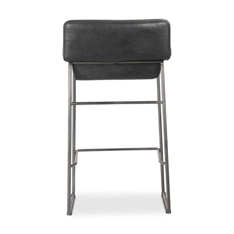 NADAAL STUDIOS Orson, Counter Stool With Top Grain Leather, Set of Two - 17"W x20"D x32"H