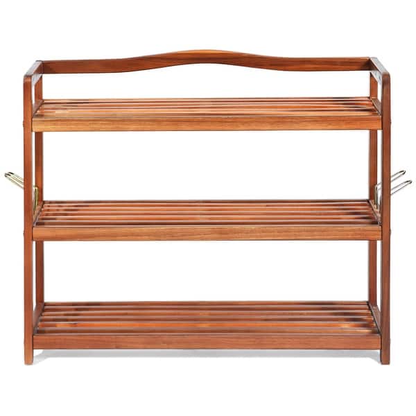 Shop Costway 3 Tier Wood Shoe Rack Freestanding Shoe Storage