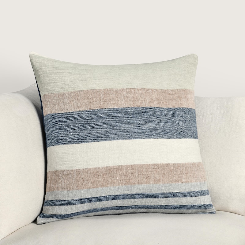 Villa by Classic Home Crawford 22" Belgian Linen Throw Pillow - Sagebrush Multi