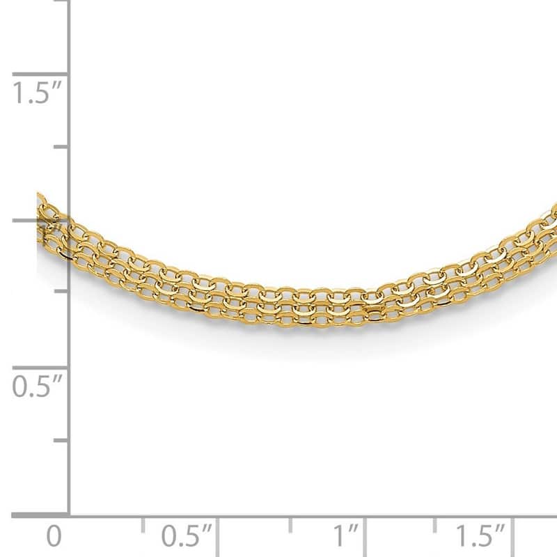 Curata 14k Yellow Gold 18" 4.5mm Three Row Cable Chain Necklace (Spring Ring)