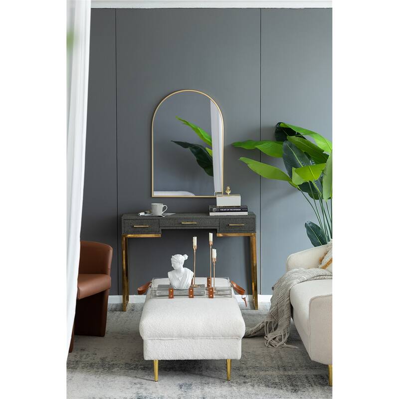 24" x 36" Arched Accent Mirror with Gold Metal Frame