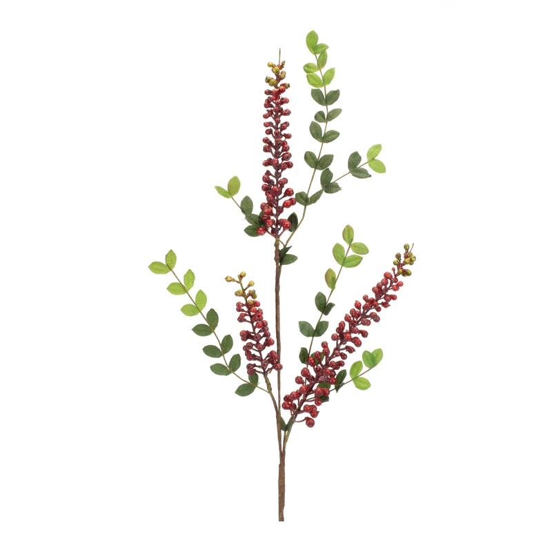 Burgandy Berry Foliage Spray (Set of 6) - Red, Green