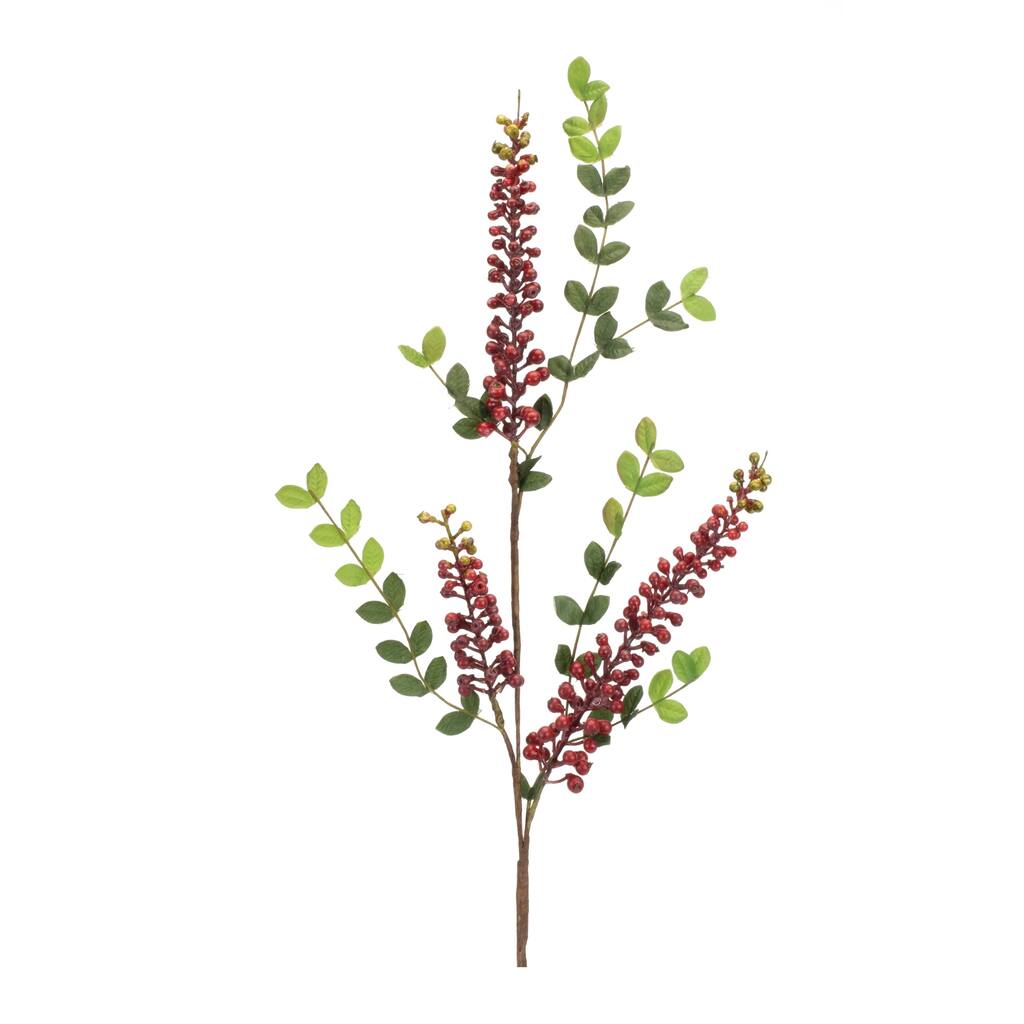 Burgandy Berry Foliage Spray (Set of 6) - Red, Green