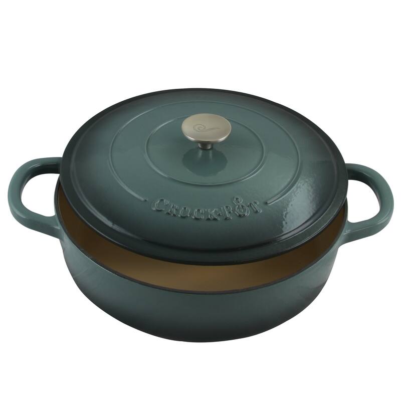 Craftsman 5 Quart Enameled Cast Iron Lower Round Braiser Pan Self Basting Lid in Grey