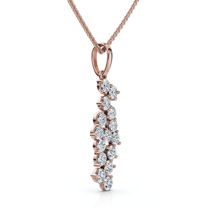 Bliss Diamond 1/3Ct Cascading Diamond Pendant Necklace Gold Lab Grown - Rose