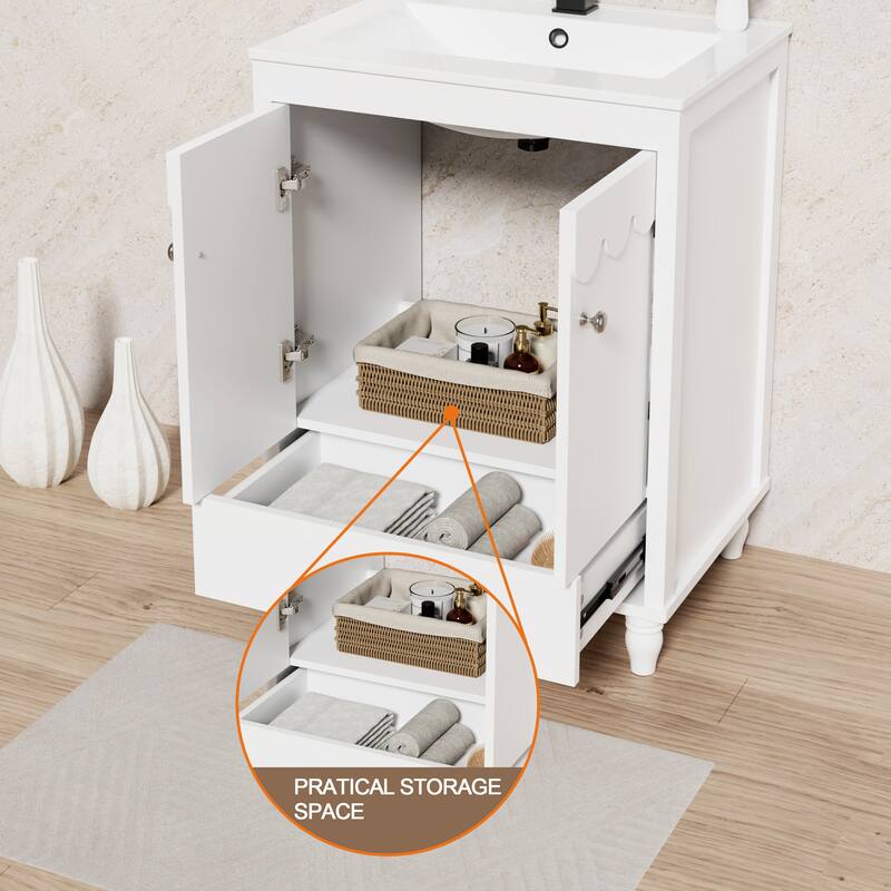 Lace Trim Freestanding Bathroom Vanity Set - Perfect for Bathrooms