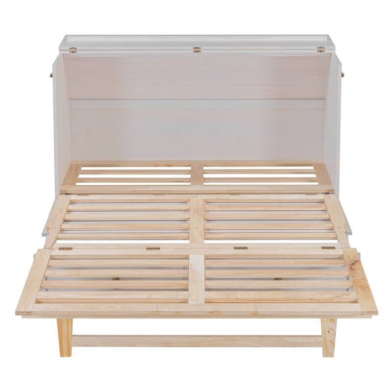 Murphy Bed Cube Cabinet with a Large Drawer, Full/Queen Size Murphy Chest Bed, Folding Murphy Bed Cabinet for Bedroom
