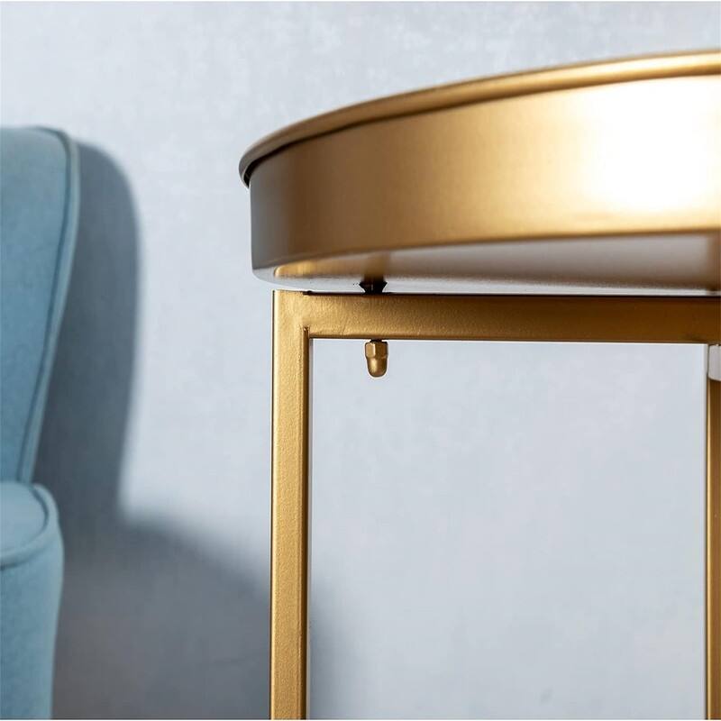 Small Round Metal End Table - 14.5"D x 14.5"W x 25"H