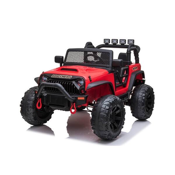 slide 2 of 10, Kids 12V Ride-On JEEP with Double Drive, Parent Remote Control, LED Lights, USB/Bluetooth, Shock Absorbers, Ages 3-8 Red