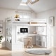 preview thumbnail 14 of 25, Full Size Loft Bed with Desk and Shelves, White & Natural White