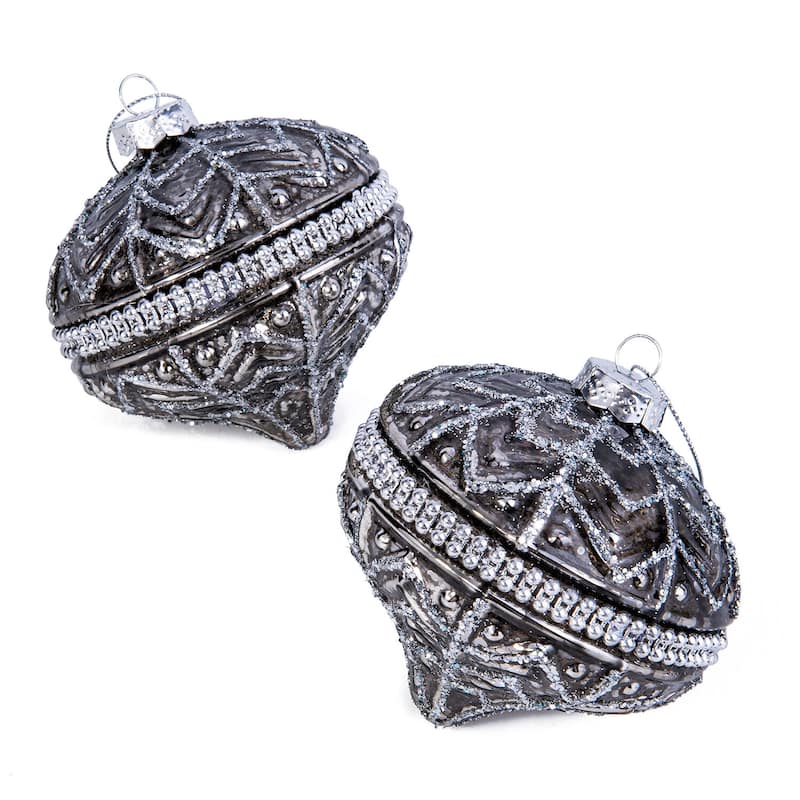 Glamour Glass Christmas Tree Ornament Set of 2 - 3.94"