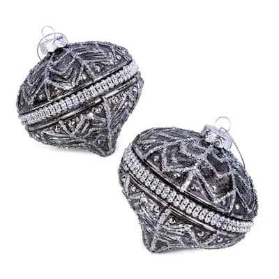 Glamour Glass Christmas Tree Ornament Set of 2 - 3.94"