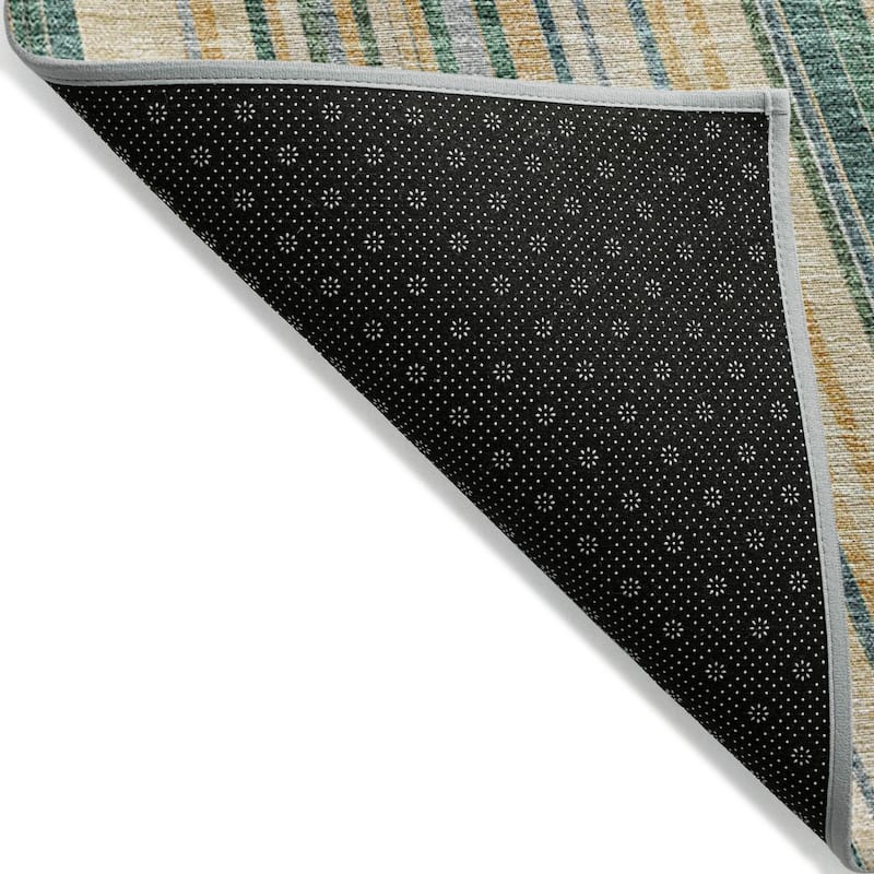 Machine Washable Indoor/ Outdoor Stripe Wave Chantille Rug