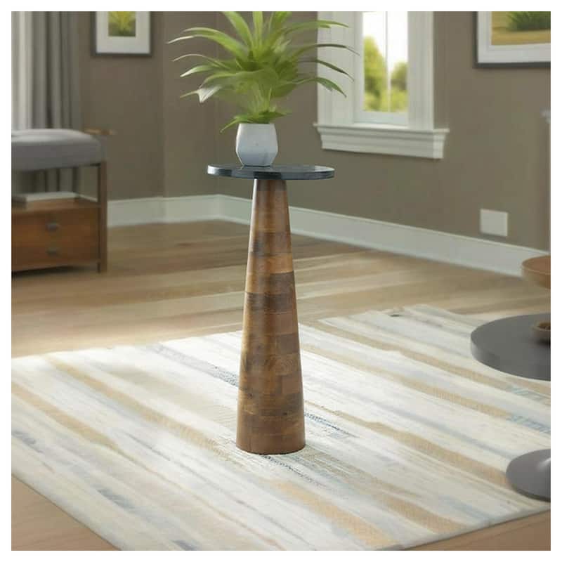 Signature Design by Ashley Quinndon Brown/Black Accent Table - 10.13" W x 10.13" D x 23" H - Marble - 10.13" W x 10.13" D x 23" H - Brown/Black