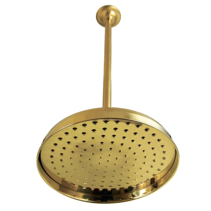 Kingston Brass Trimscape 10-Inch Showerhead with 17-Inch Ceiling Mounted Shower Arm - Brushed Brass