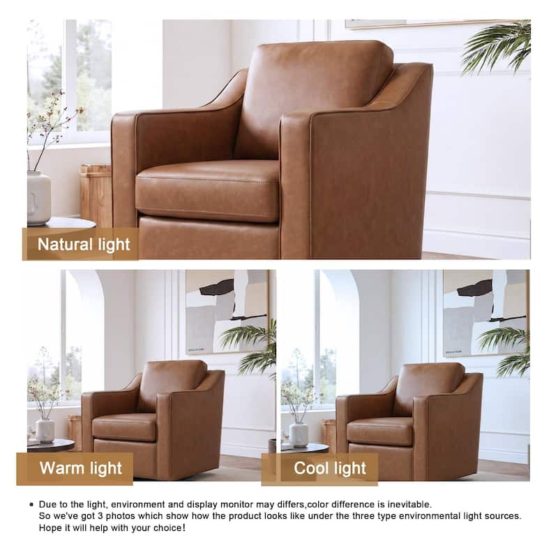 Chenille/Leather Swivel Barrel Chair(Set of 2) Modern Club Chair by UIXE