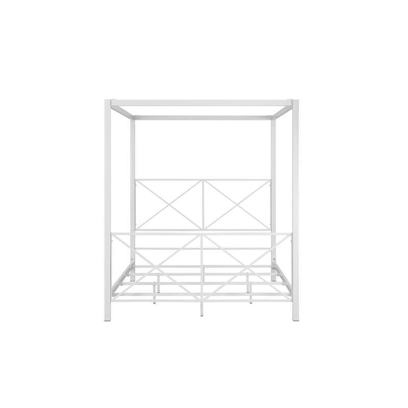 Avenue Greene Rosemarie Canopy Metal Bed, White