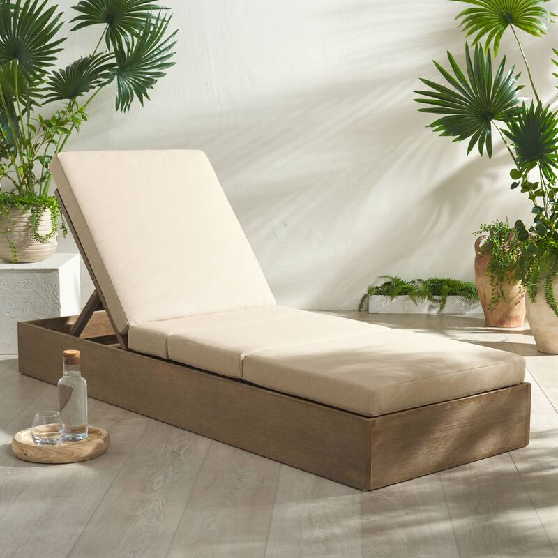 SAFAVIEH Couture Cornie Wood Chaise Lounge Chair - 37 In. W x 78 In. D x 14-34 In. H - 37"W x 78"D x 14-34"H