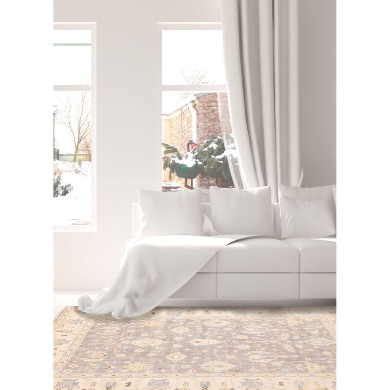 ECARPETGALLERY Hand-knotted Modern Oushak Grey Wool Rug - 9'6 x 13'3