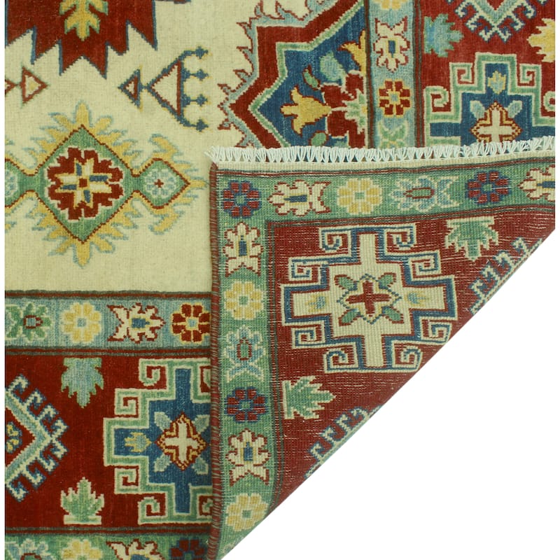 Noori Rug Kazak Clyftun Ivory/Red Rug - 6'6" x 9'6"