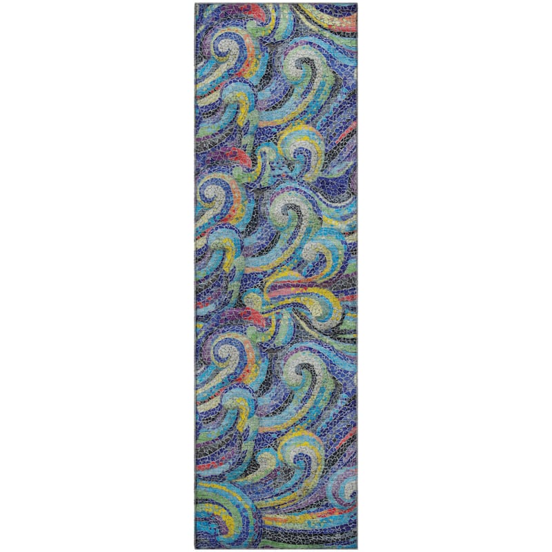 Premium Washable Super Soft Contemporary Mosaic Wave Mayfield Rug
