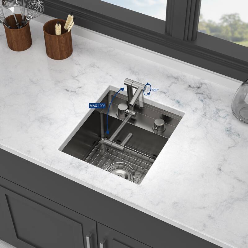 Undermount 16 Gauge Single Bowl Stainless Steel Kitchen Sink in Brushed Nickel