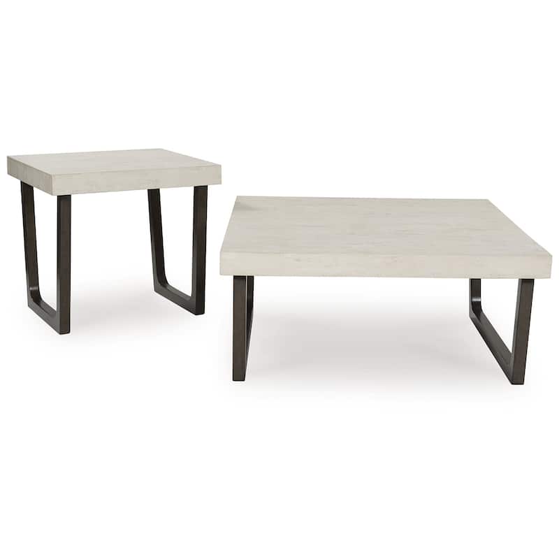 Signature Design by Ashley Westenfort Light Gray/Dark Brown Table (Set of 2) - 40" W x 40" D x 18" H