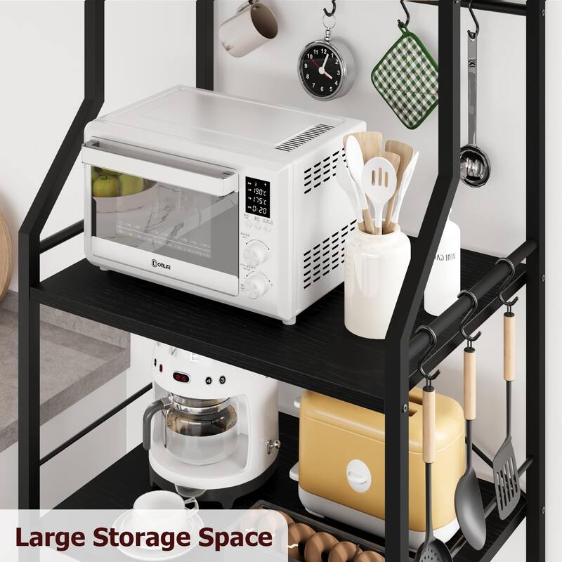 Kitchen Bakers Rack, Microwave Oven Stand with 2 Large Wire Basket