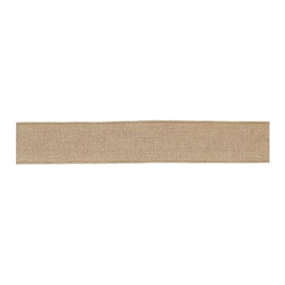 2.5"x180" Set of 2 Beige Gold Cotton Lurex Wired Christmas Ribbon Rolls for Holiday Crafts and Wrapping - 180”L x 2.5”W x 0.25”H