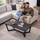 preview thumbnail 8 of 10, Strata Orion Coffee Table Wood Top Metal Base Modern Accent Table