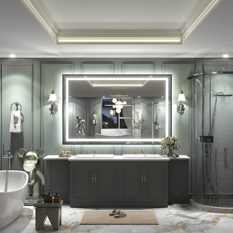 Black Metal Framed LED Front Light and Backlit Anti-Fog Wall Bathroom/ Vanity Mirror