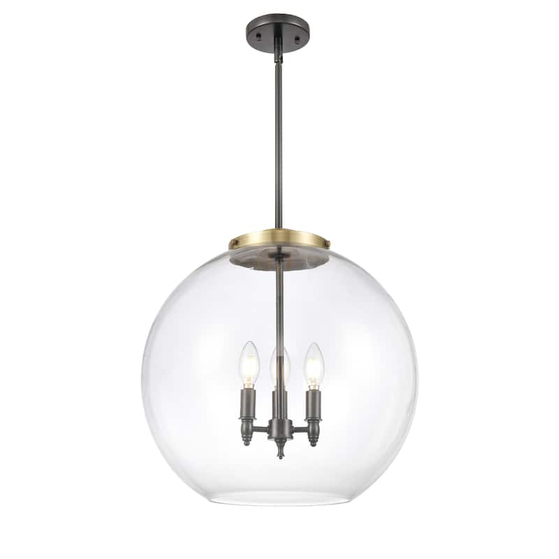 Innovations Lighting Athens - 3 Light 18" Pendant - Clear/Black Antique Brass