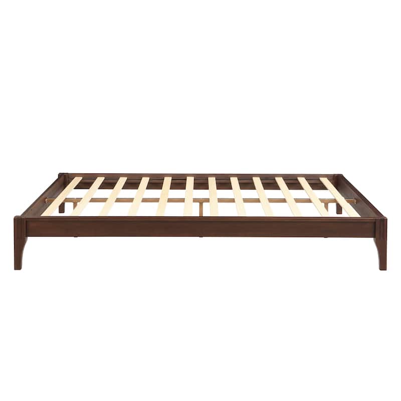 12 Inch Solid Dry Bamboo Wood Platform Bed Frame, with Wood Slat Support