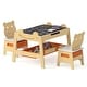 preview thumbnail 2 of 18, Costway 5-in-1 Kids' Table & Chair Set with Chalkboard, Whiteboard, 3 - See Details Natural + White + Orange