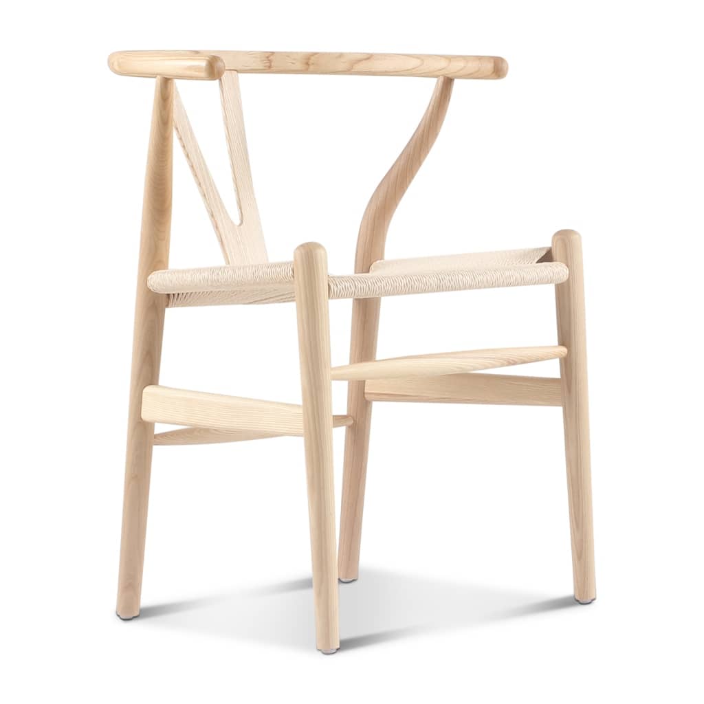 Set of 2 Natural Ash Wood Dining Chairs with Handwoven Paper Cord Seat