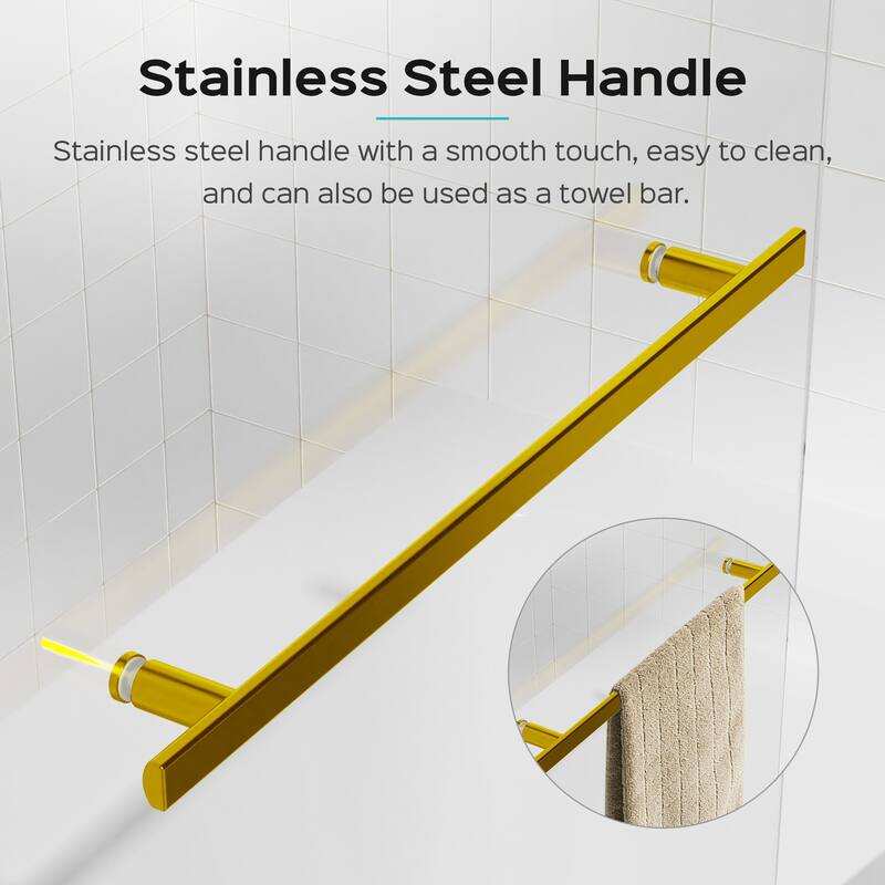 31" W x 55" H Frameless Pivot Bathtub Shower Door, 6mm Tempered Glass Panel for Bathroom - 31x55"