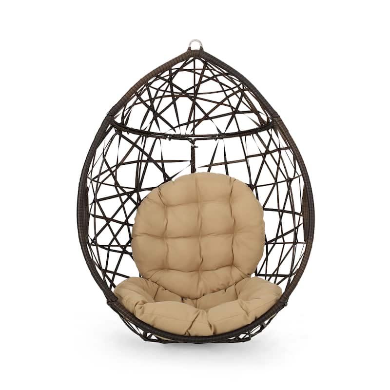 Cayuse Outdoor Wicker Hanging Tear Drop Chair by Christopher Knight Home