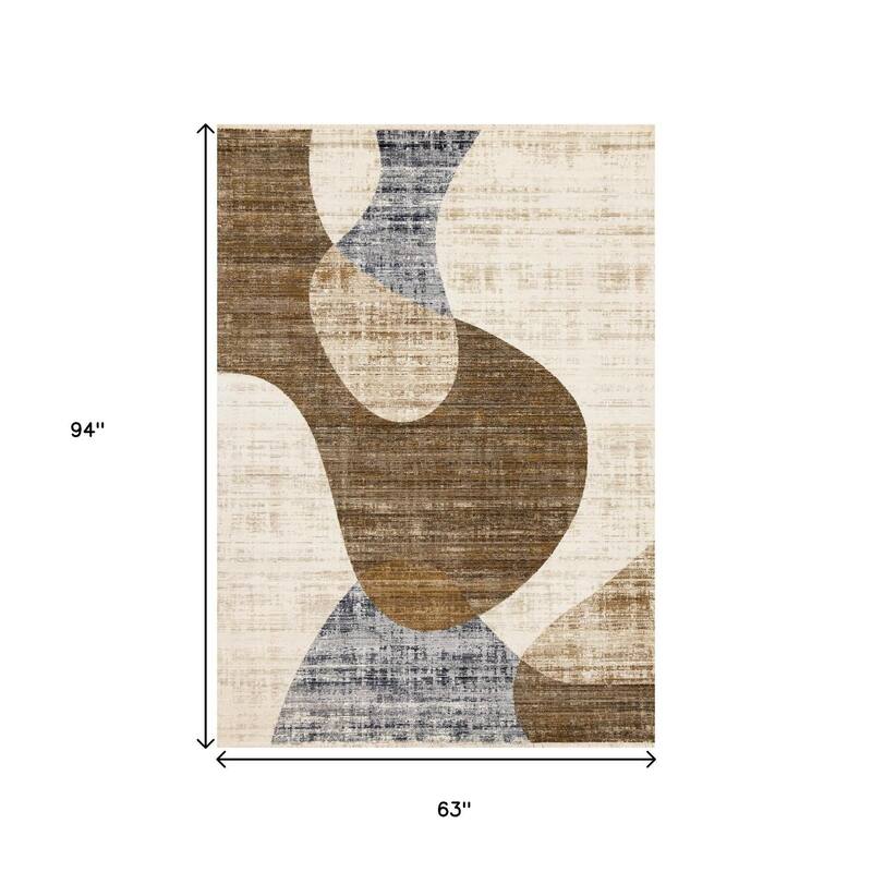 HomeRoots Abstract Modern Rectangle Area Rug - 5' X 8'