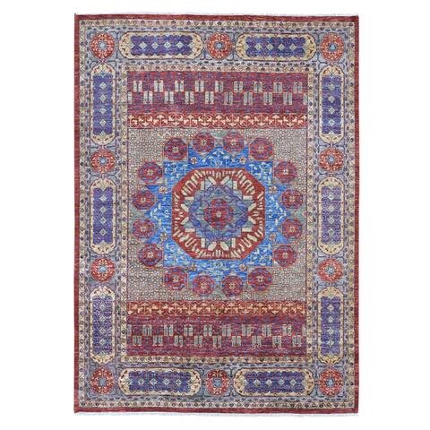Shahbanu Rugs Red Hand Knotted Mamluk Design Vegetable Dyes Thick and Plush Hand Spun New Zealand Wool Rug (10'0" x 14'3")