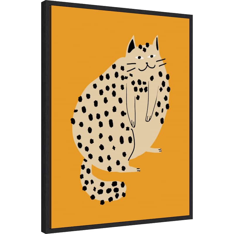 Spotted Cat Delight by Little Dean Framed Canvas Wall Art