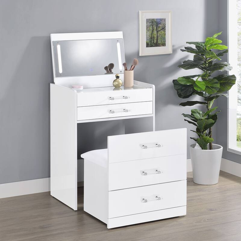 3 Drawers Makeup Vanity Set with Stool